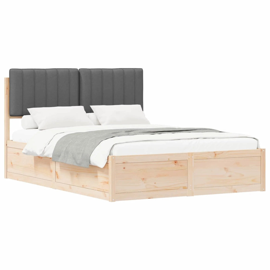 Letto con Testiera Rivestita Grigio scuro 140 x 200 cm