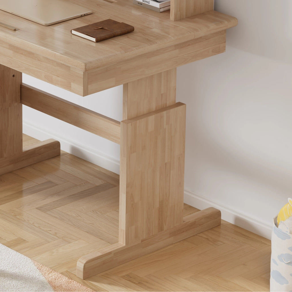 Scrivania per bambini regolabile in altezza con piano inclinabile e leggio in legno naturale dai 6 anni 80 × 60 cm