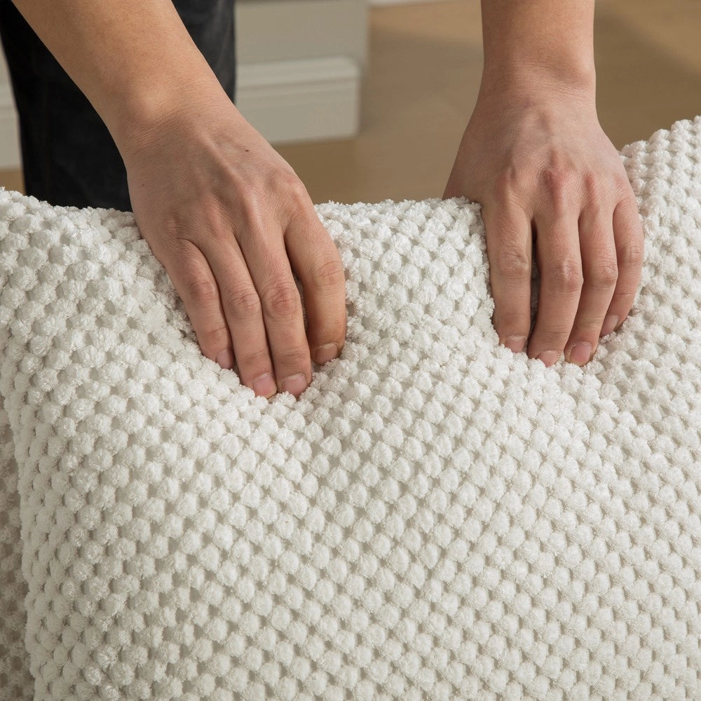 Divano Modulare in Tessuto Chenille ¨C MINIMAL ¨C Beige, Morbido, Cuscini Inclusi