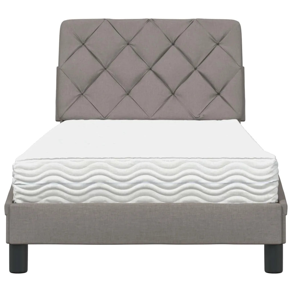 Letto con Materasso Tortora 90x190 cm in Tessuto