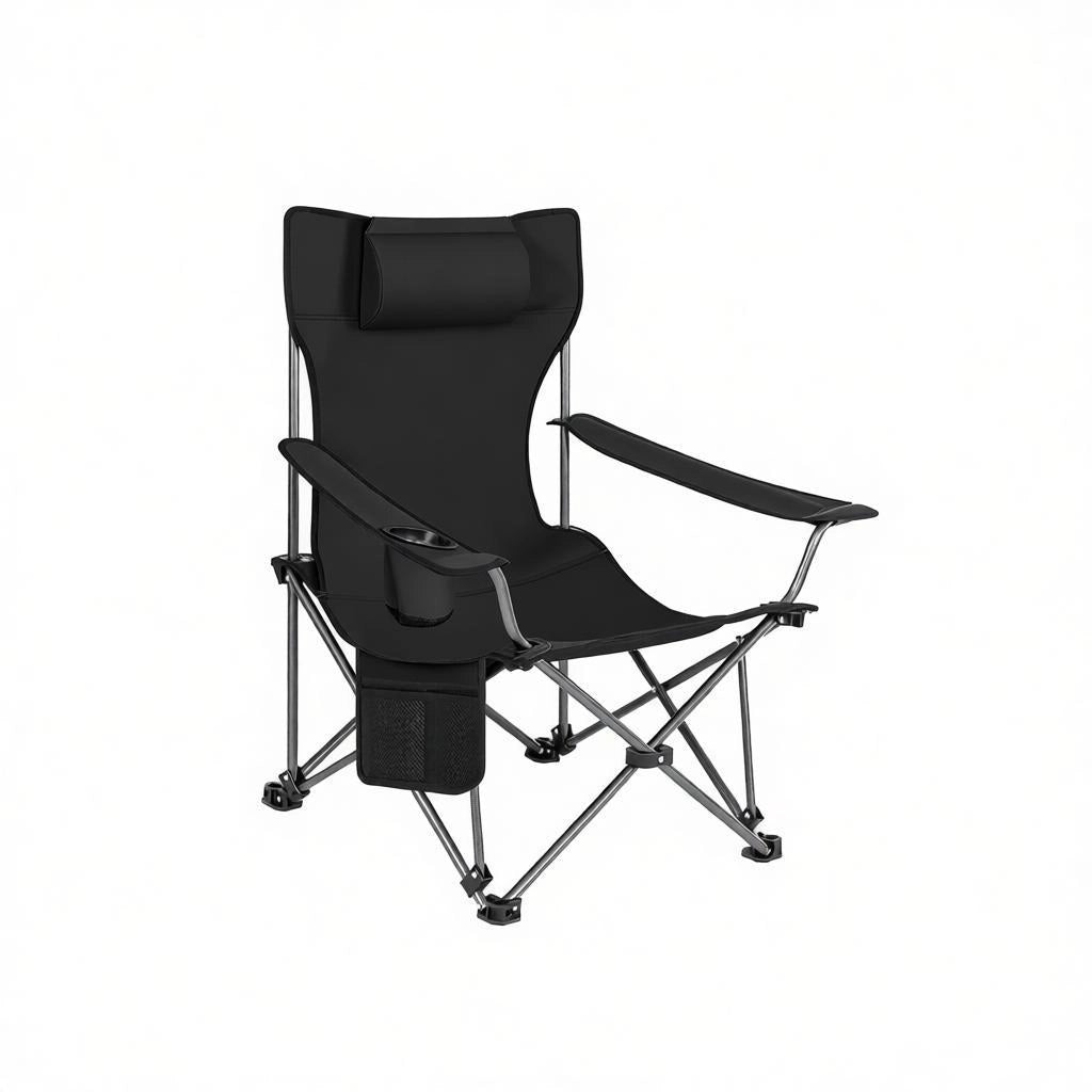 Sedia pieghevole da campeggio con poggiapiedi estraibile; 115x84x88;5 cm; nero