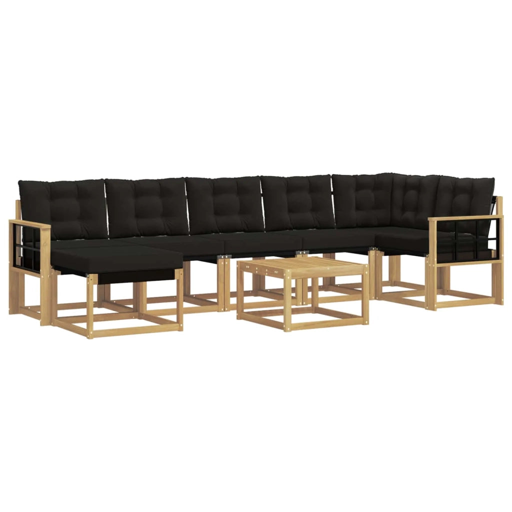 Set di divani da esterno con cuscino 8 pcs Bianco e Nero 3389722