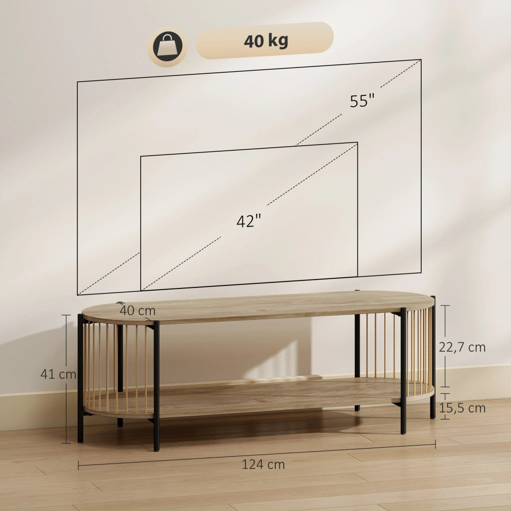 Mobile TV con ripiani aperti ¨C Minimal ¨C 124x43,5x41 cm colore naturale