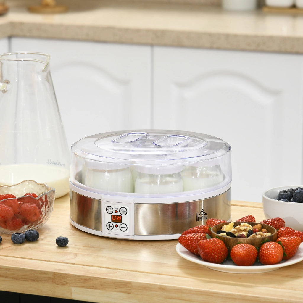 Macchina per yogurt 7 vasetti 180ml ¨C Minimal ¨C acciaio inox bianco 24x24x13 cm