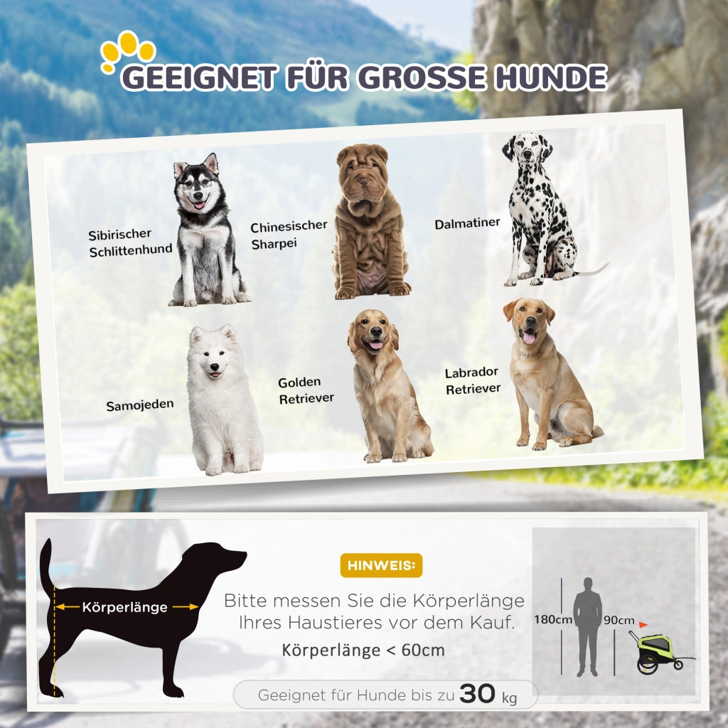 Rimorchio per cani 2 in 1 convertibile in passeggino con telaio in acciaio e tessuto Oxford verde fino a 30 kg