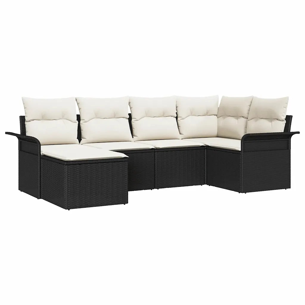 Set Divano da Giardino con archiviazione 6 pcs Nero polyrattan