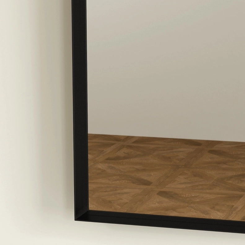 Specchio da Bagno Curvo 50x70 cm con Cornice in Alluminio Nero
