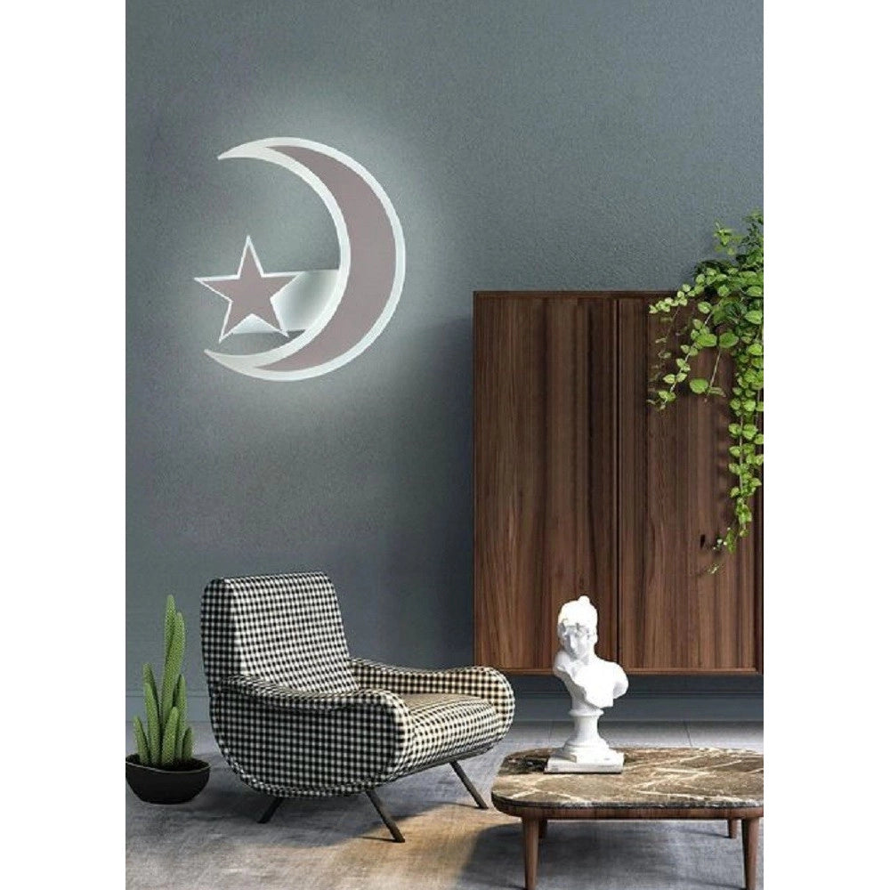 Trade Shop - Lampada Da Parete Led Luna E Stella Applique 11w Luce Fredda Lume Cameretta E47 -