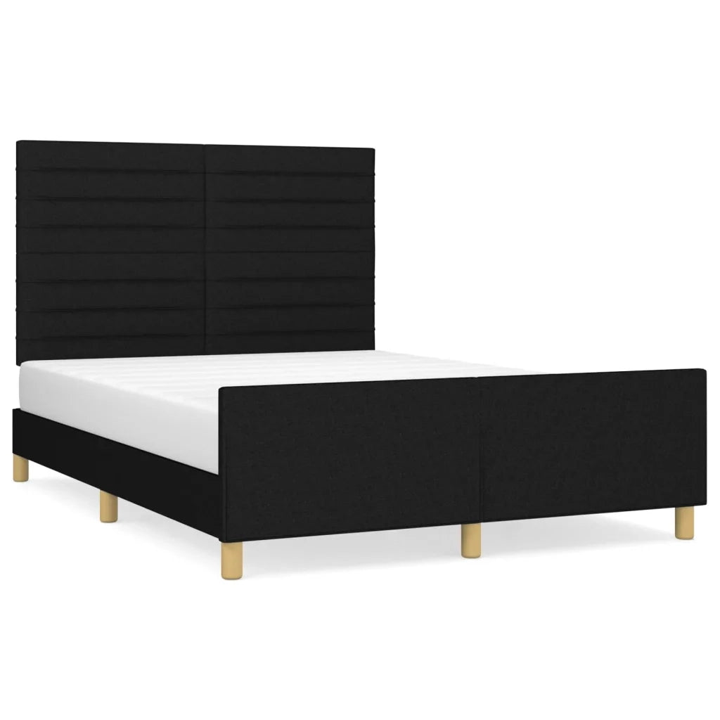 Letto matrimoniale | Letto per adulti | Giroletto senza Materasso Nero 140x200 cm in Tessuto