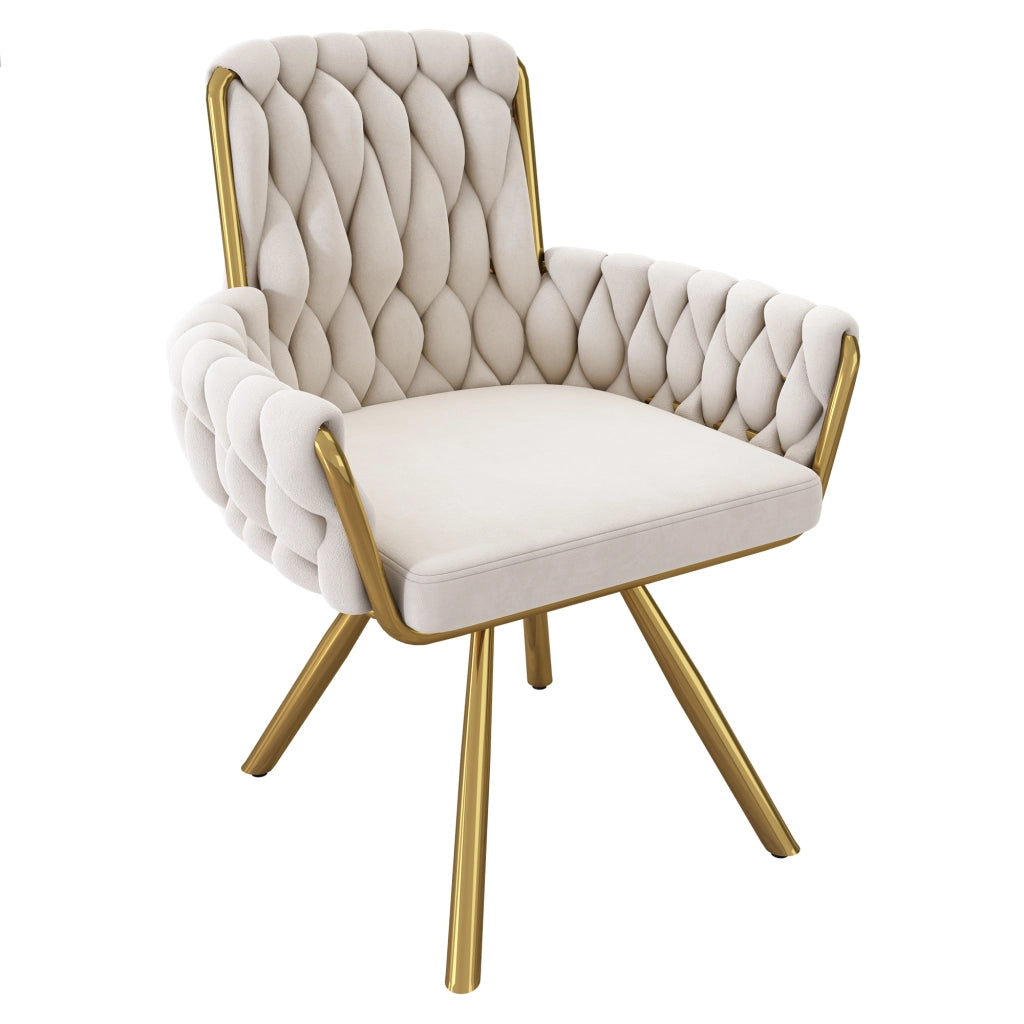 SEDIA Girevole 360° Set da 6 pezzi in velluto beige