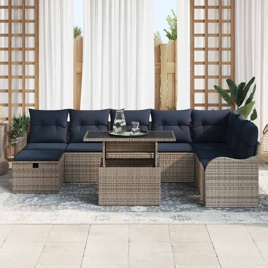Set Divano da Giardino 9 pz Grigio polyrattan 3359742