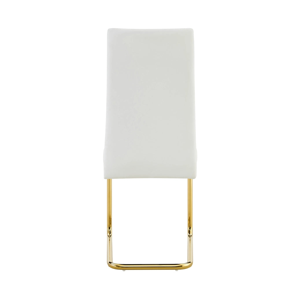 Sedia da Pranzo con Seduta Ergonomica e Struttura Stabile, in Metallo e PU, Oro Bianco 47.5 × 45.5 × 72.5 cm