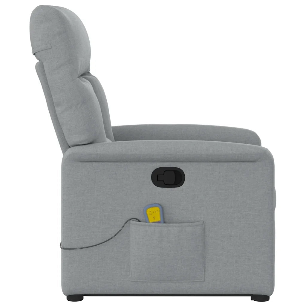 Poltrona Alzapersona Massaggi Reclinabile Grigio Chiaro Tessuto 3303042