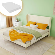 letto imbottito tessuto e metallo beige 140 x 200 cm