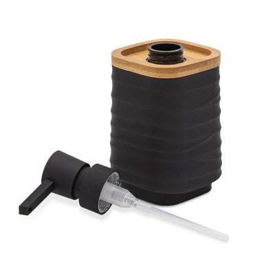 Dispenser sapone da appoggio nero in abs e bambù Wave
