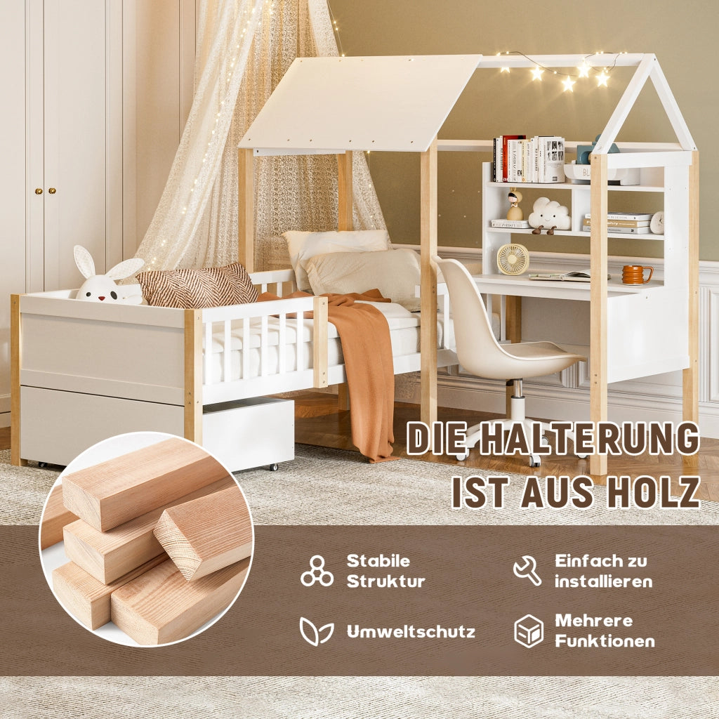 letto bambini legno bianco 90 x 200 cm