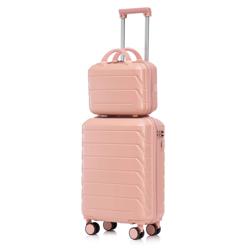 Set valigie rigide 2 pezzi: trolley 19" e beauty case 14" in ABS rosa HOMVRA