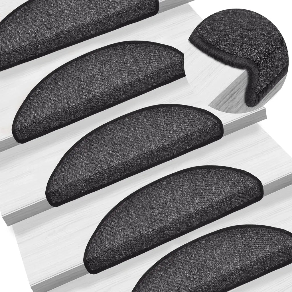 Tappetini per scale 15 pz | Gradini per Scale 56x17x3 cm Antracite Semicircolari