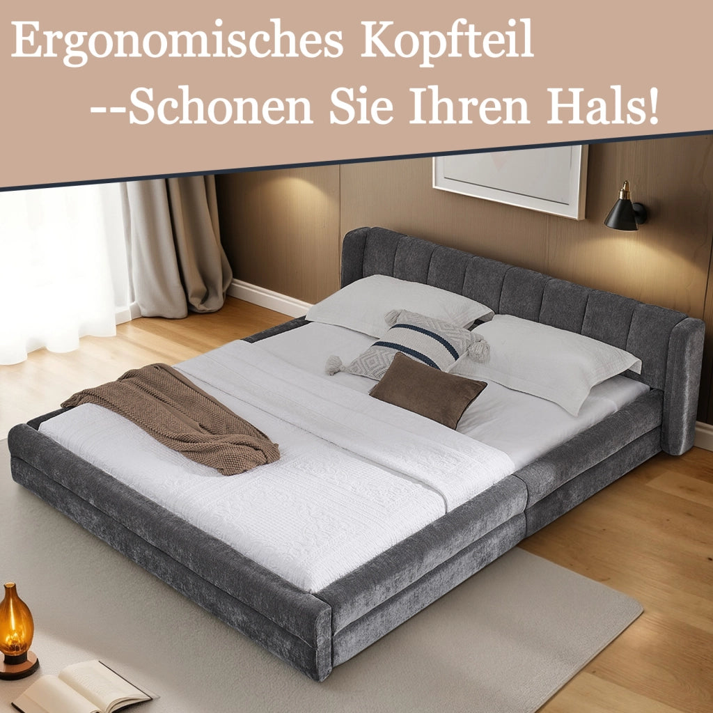 Letto singolo 90 ¡Á 200 cm con testiera imbottita rivestita in ciniglia beige portata fino a 200 kg
