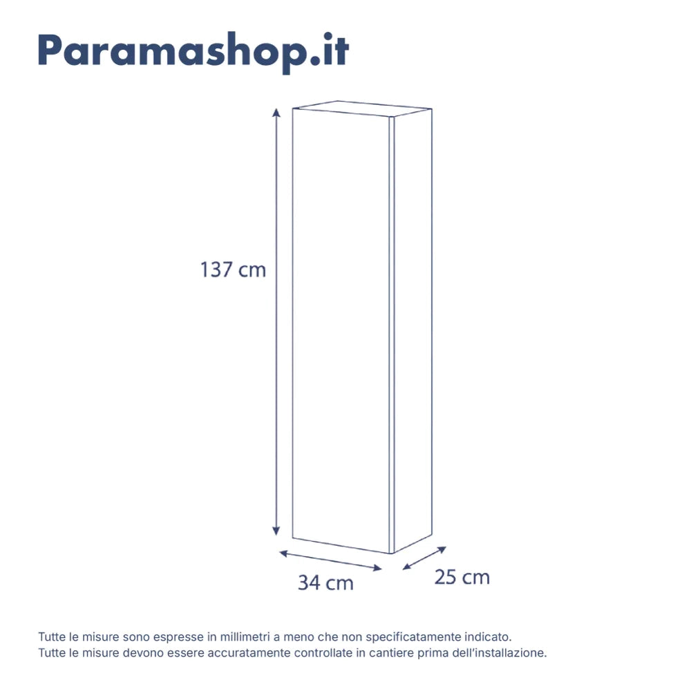 Colonna bagno sospesa 137cm frassino apertura push&pull reversibile | Yaku