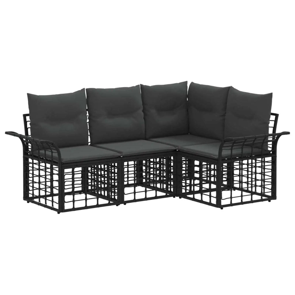 Set di divani da esterno 4 pz Nero e Grigio scuro Poliestere 3437683