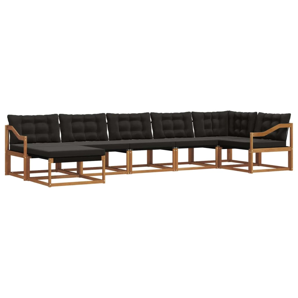 Set di divani da esterno con cuscino 7 pcs Naturale e Nero 3369683