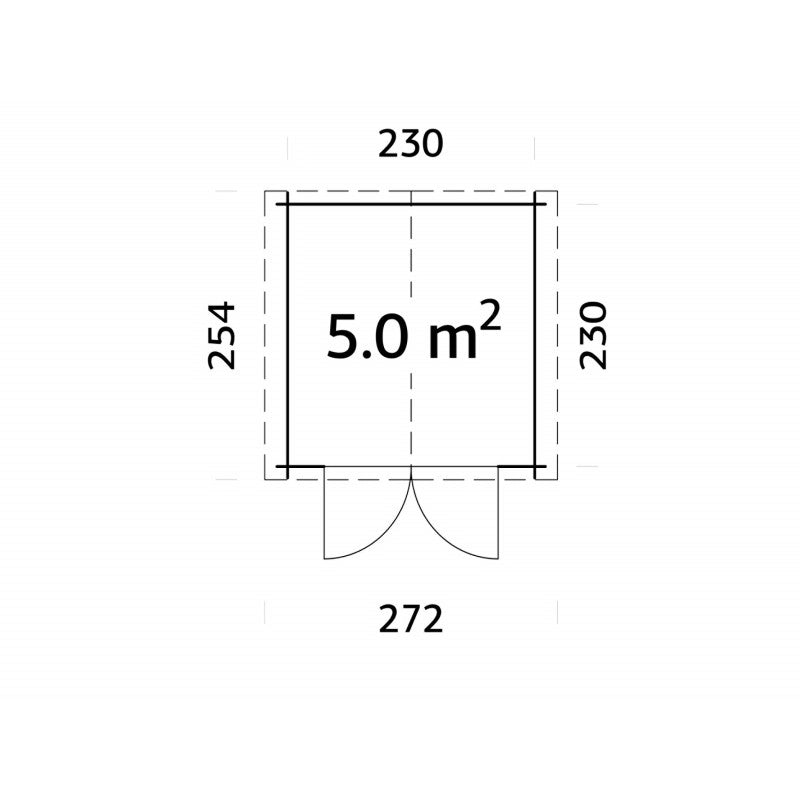 Casetta da giardino in legno 250x250 cm, pareti 28 mm con porta doppia e tetto impermeabilizzato, deposito attrezzi 5,1 m² - Esterni da Vivere