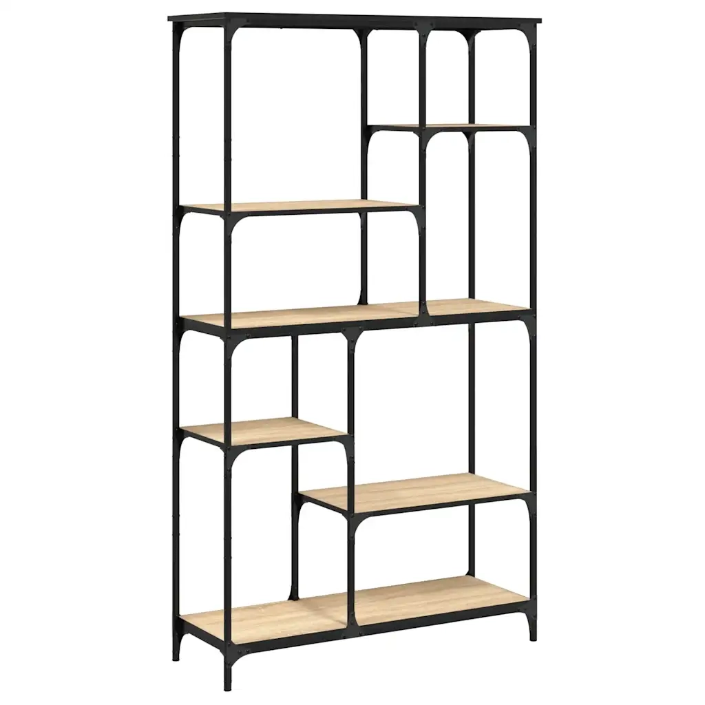 Libreria-Scaffale per Libri-Mobile di Stoccaggio Rovere Sonoma 99x35,5x176 cm Legno Multistrato Acciaio