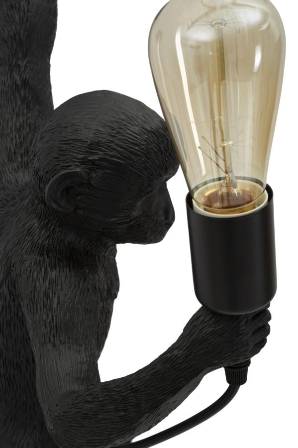 Lampada da Muro Monkey Nera 32x32x64 cm in Resina Nero e Oro