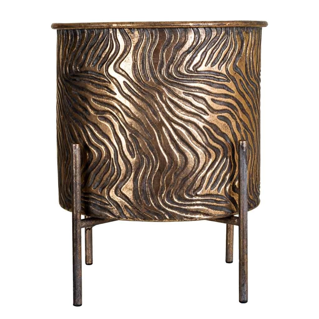 Fioriera in metallo dorato 26x26x32h