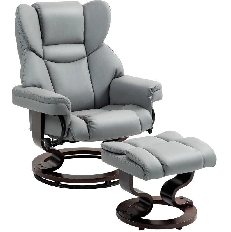 Poltrona reclinabile girevole con poggiapiedi grigio chiaro e seduta ergonomica confortevole