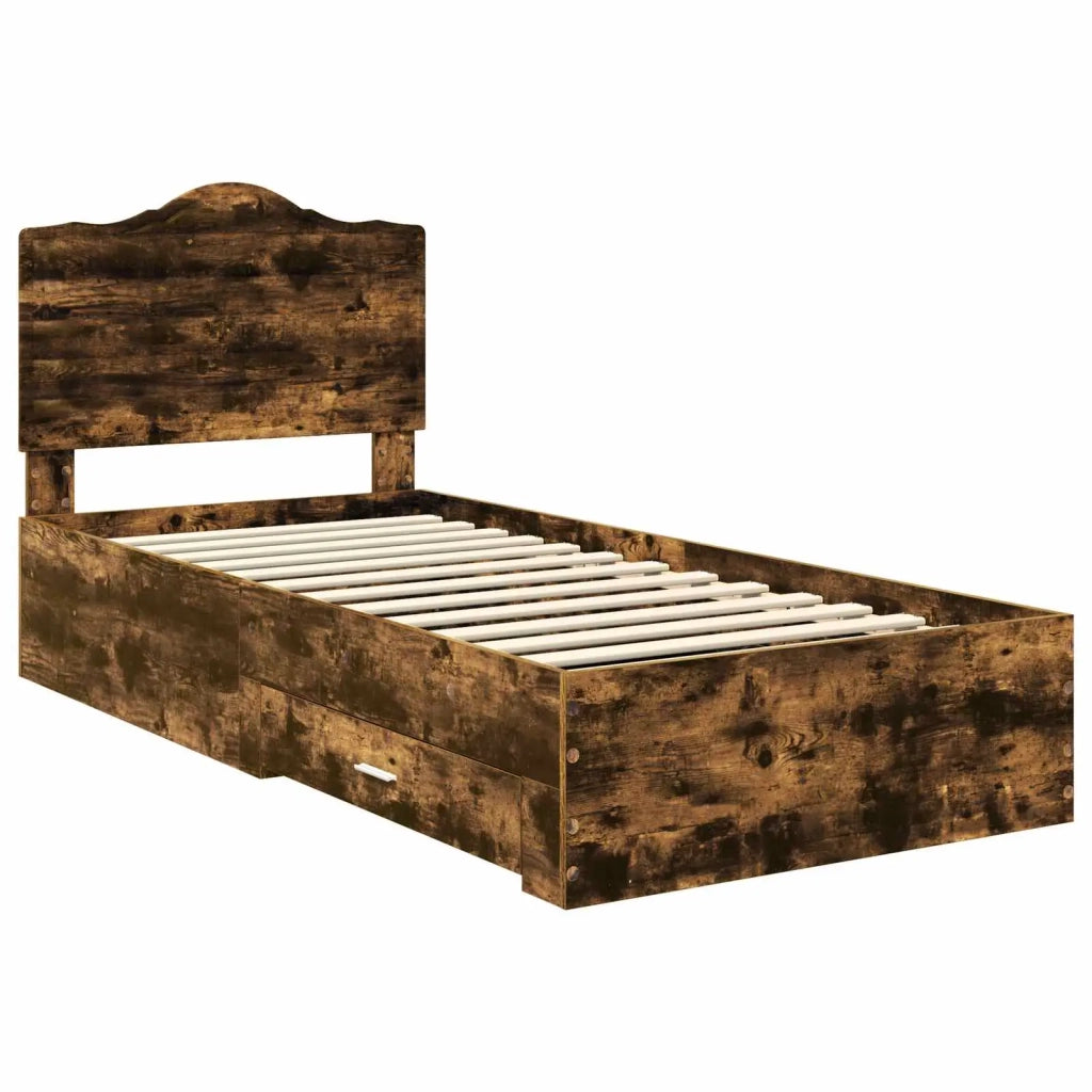 Struttura del letto-Giroletto Rovere fum¨¦ 90 x 190 cm Legno multistrato 585019