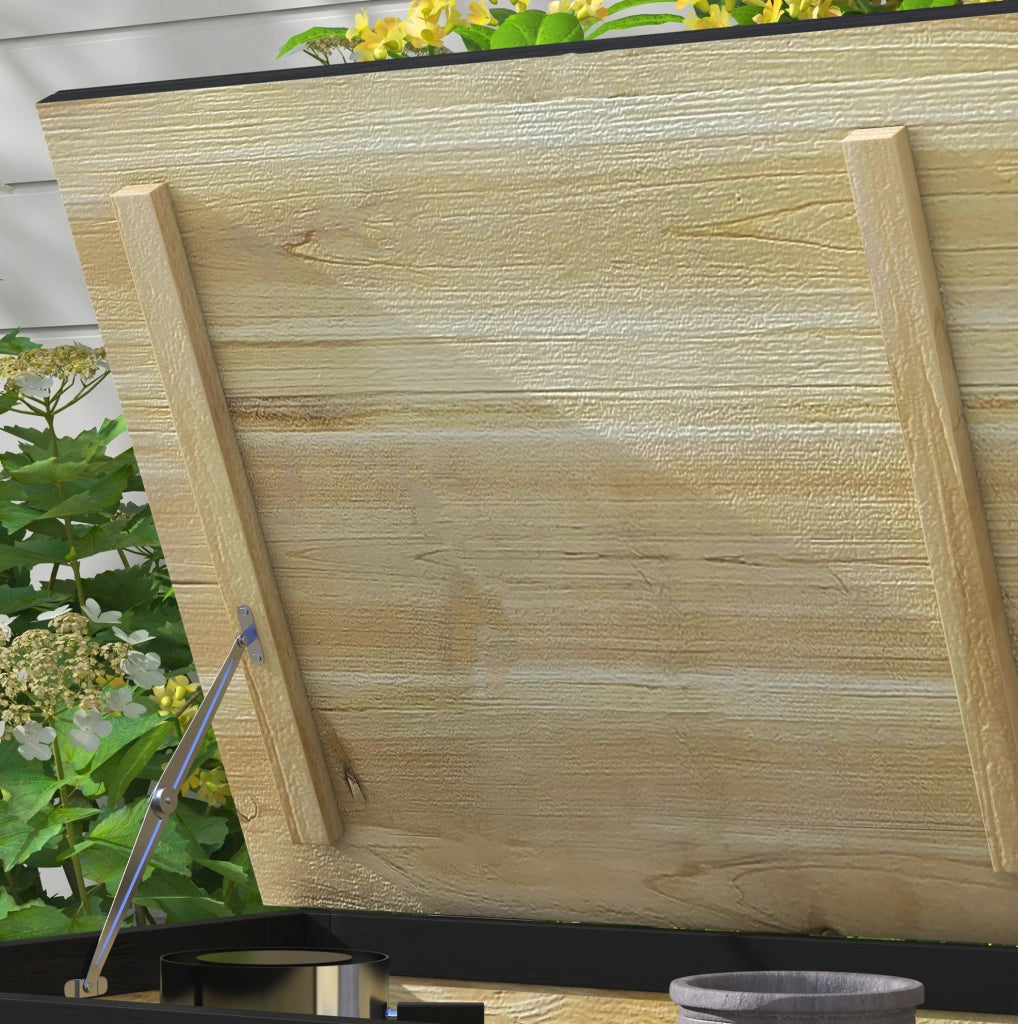 Cassa da Esterno in Legno di Abete 121L con Ruote, Contenitore Resistente per Balcone e Terrazza