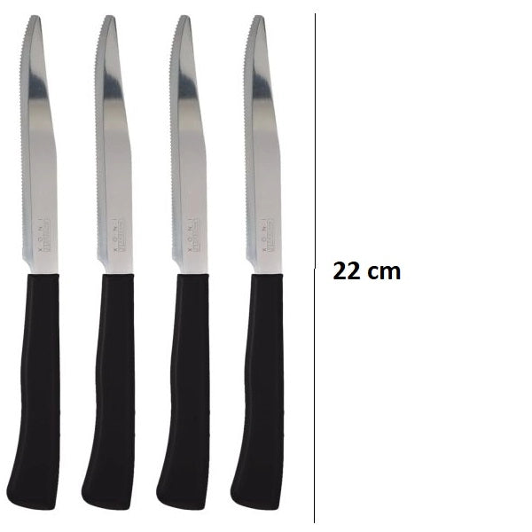 Coltelli Bistecca 24pz Manico in Polipropilene Doppia Affilatura 22cm Nero