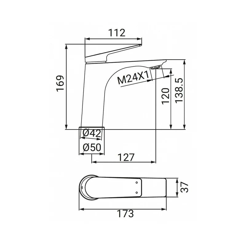 Miscelatore Lavabo Serie Lando Gun Grey