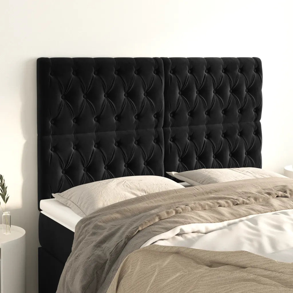 Testiera | Testata Nera 160x7x118/128 cm Velluto