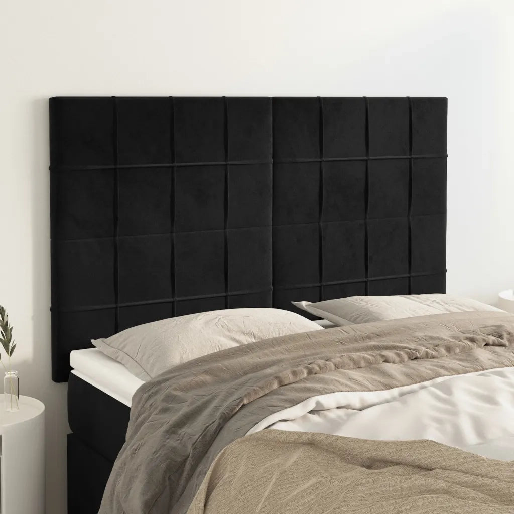 Testiera | Testata Nera 144x5x118/128 cm Velluto