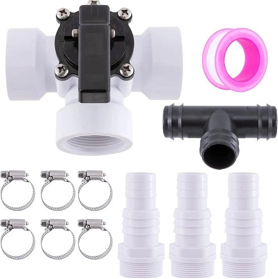 Kit bypass per impianti solari per piscine - Accessori piscina - Kit bypass per piscine - 12 pezzi - Adatto a tutte le piscine - Valvola 3 vie in PVC