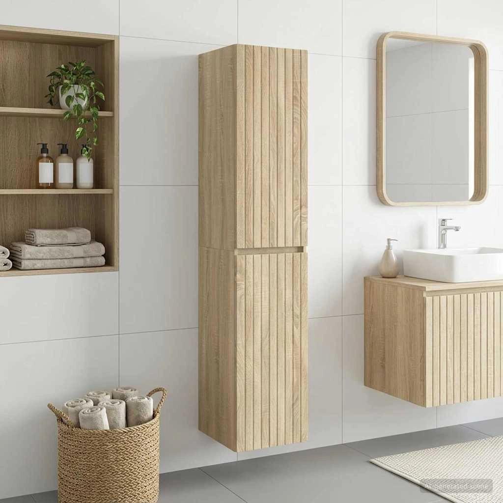 Mobiletto da Bagno a Muro Rovere Sonoma 33 x 34,5 x 160 cm 890644