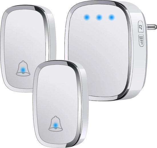 Deurbel Waterdicht con Indicator LED e 2 Ricevitori - Suono Personalizzabile - Per Interno e Esterno