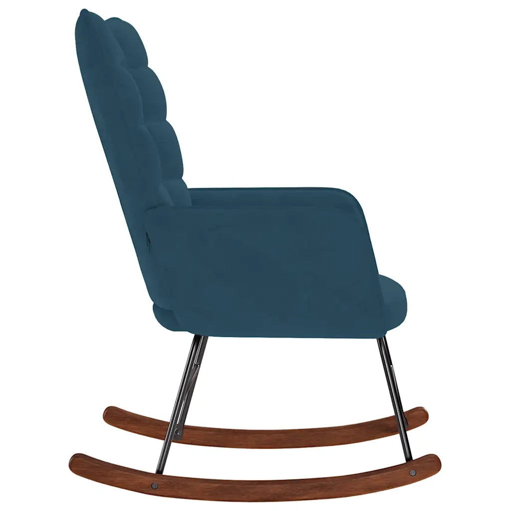 Sedia a Dondolo Blu in Velluto 4016842