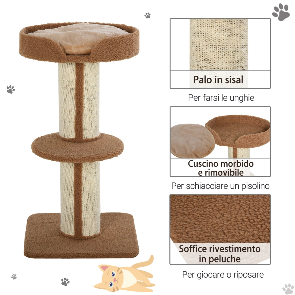 Tiragraffi Albero per Gatti con Cuccia e Pali in Corda ¨C Minimal ¨C Grigio
