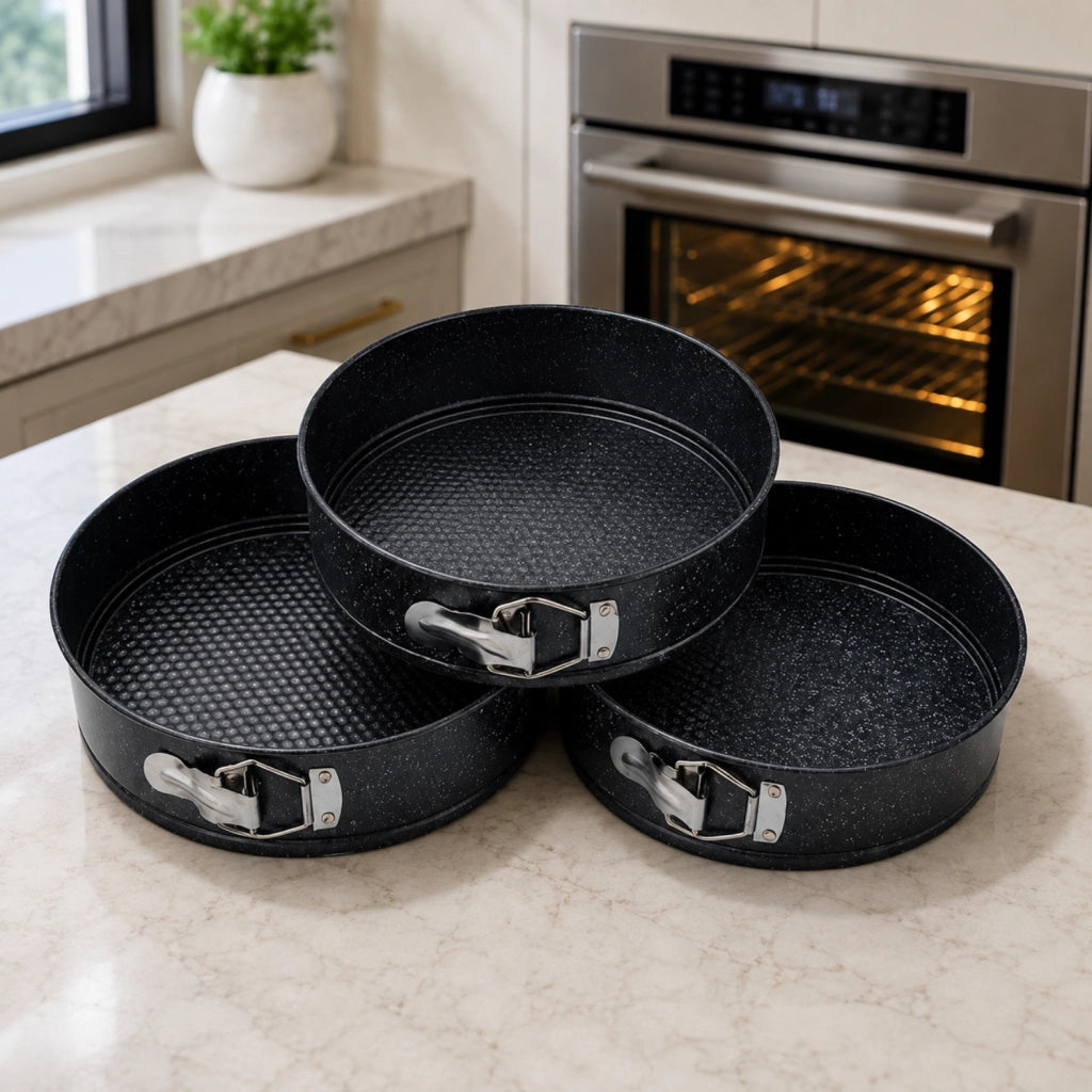 Set 3 Tortiere Apribili 24 26 28 cm - Linea Dolce&Salato - Stampi a Cerniera per Torte e Cheesecake - Lavorazione Stampata 1 mm - GMD Italy
