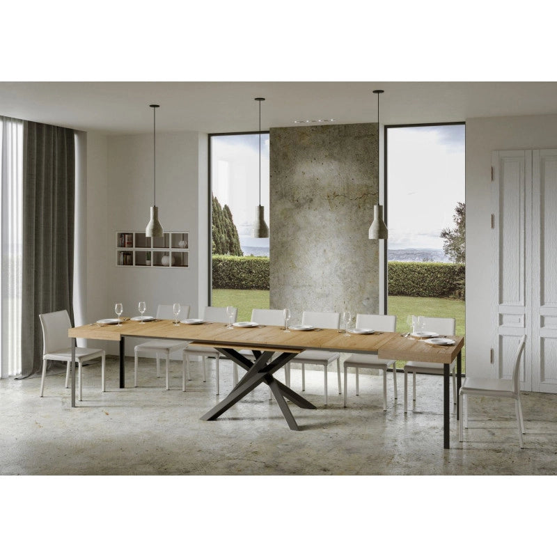 Tavolo allungabile 140/400x90 cm Volantis telaio Antracite - Quercia Natura