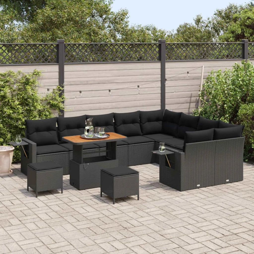 Set Divano da Giardino 12 pcs Nero polyrattan 3361784