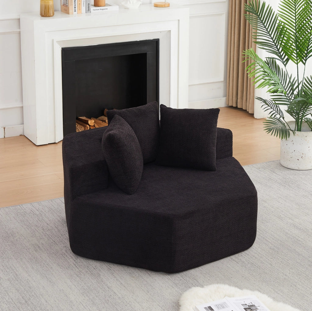 Poltrona lounge modulare esagonale in chenille nera