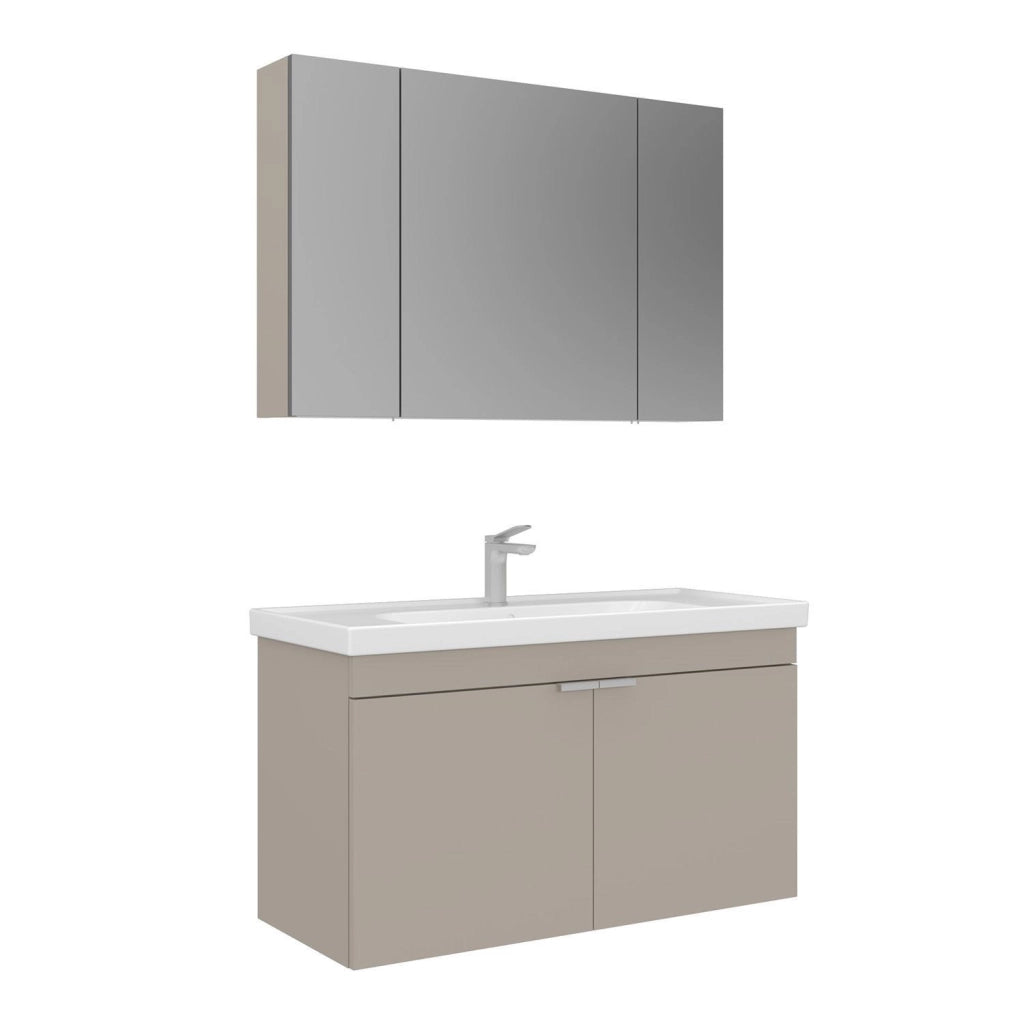 Set mobile lavabo con specchio (2 pezzi) "Desna 100" - 100 x 45 x 58 cm - Sabbia