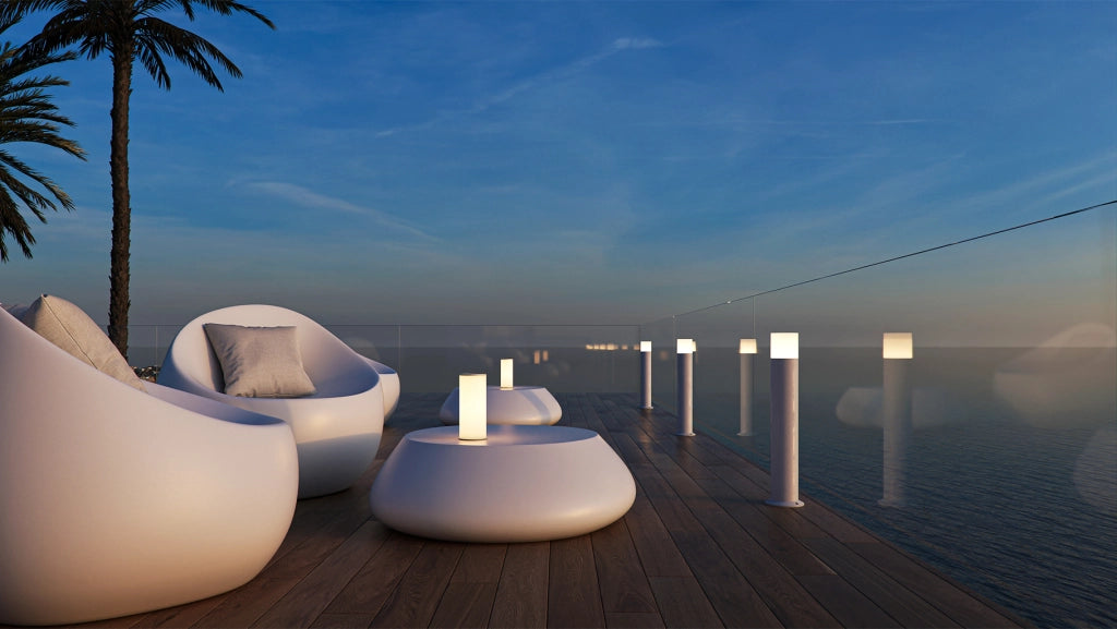 Proiettore LED da Esterno Tura XL 12W 3000K Bianco Opaco - Cilindrico 180 gradi Segnapasso - Beneito & Faure - Illuminazione per Giardini