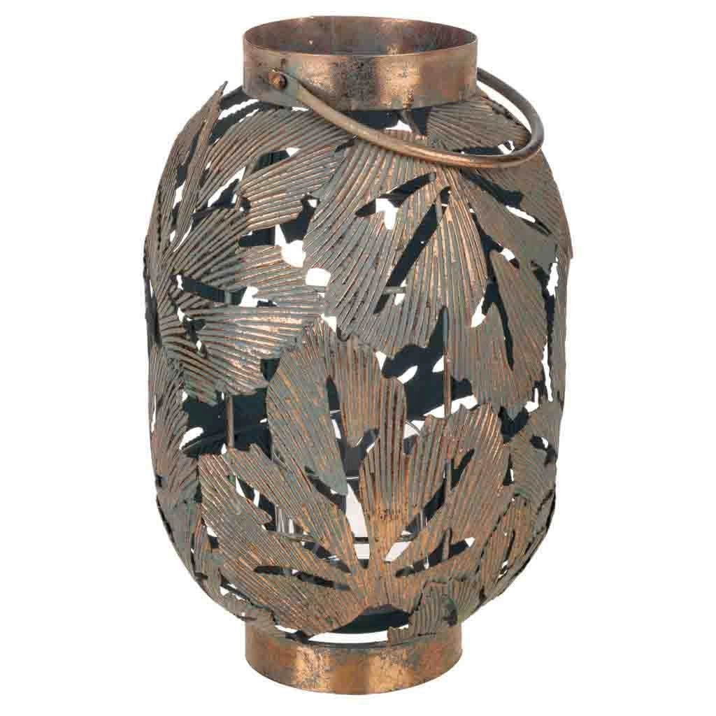 Portacandele in metallo dorato 24x24x37h