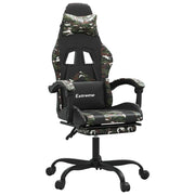 Sedia da Gaming | Sedia da e-sports Girevole Poggiapiedi Nero e Mimetico Similpelle